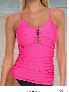 Hot Pink Ruched Tank Top with Spaghetti Straps